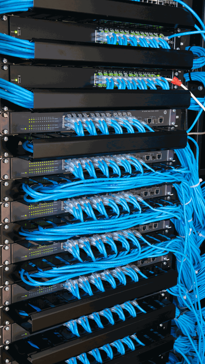 cables in the data rack